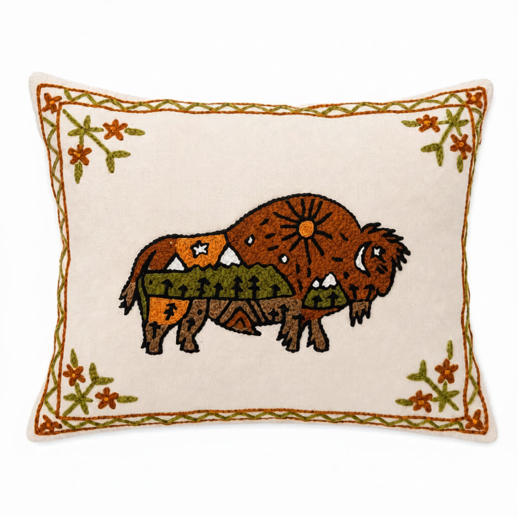 Canadian Wilderness Bison - Hand-Embroidered
Cushion Cover